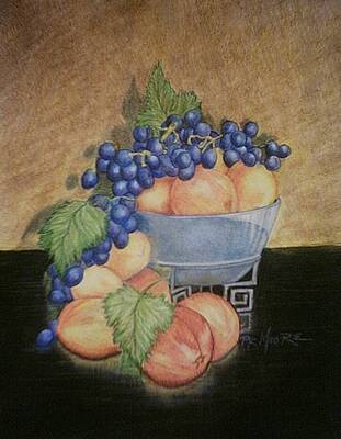 Wall Art - Drawing - Peaches and Grapes by Patricia R Moore