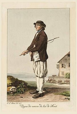 Peasant from the area around Lake Murten Print by Johann Ludwig Aberli