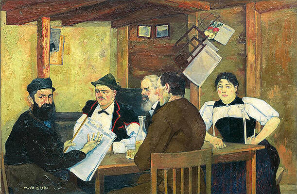 Peasants from Brienz in a Tavern Room Print by Max Buri