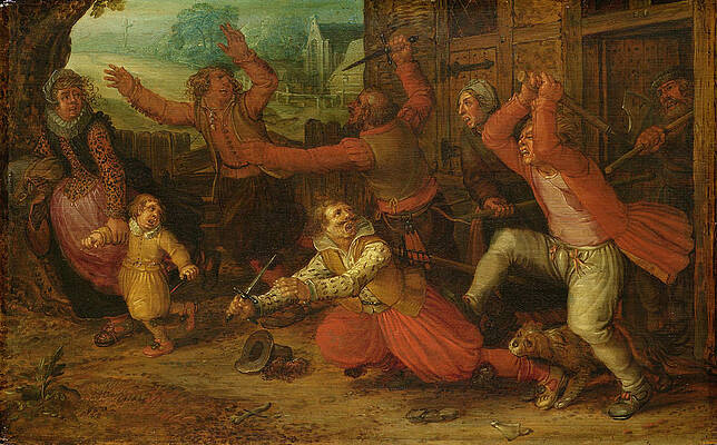 Peasant's Joy. The Expulsion Print by Workshop of David Vinckboons