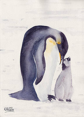 Wall Art - Painting - Penguin and Baby by Ken Powers