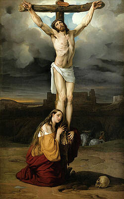 Penitent Magdalene at the Foot of the Cross Print by Francesco Hayez
