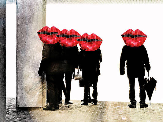 Wall Art - Digital Art - People at the Elphi with red lips by Gabi Hampe