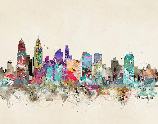 Philadelphia Skyline Cidade Preto E Branco incriminou Panorama Lona Impressão Arte de parede 