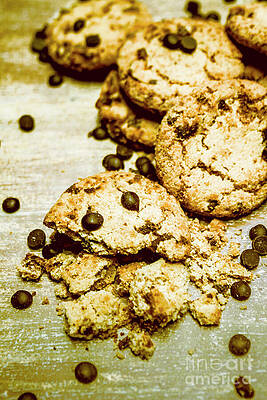 Wall Art - Photograph - Pile of Crumbled Chocolate Chip Cookies on Table by Jorgo Photography