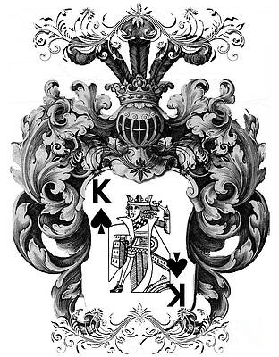 Wall Art - Digital Art - Poker King Spades black and white by Justyna Jaszke JBJart