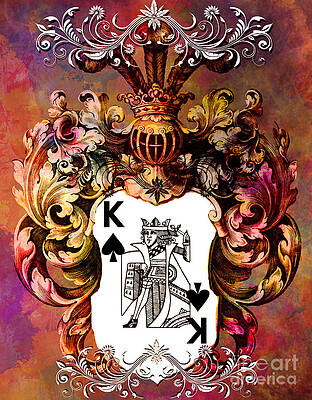 Wall Art - Digital Art - Poker King Spades colored by Justyna Jaszke JBJart
