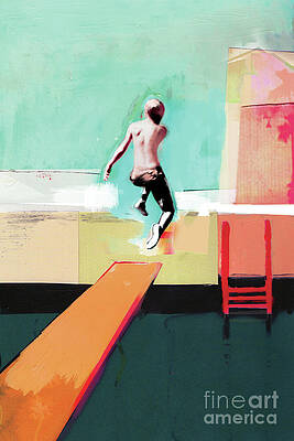Wall Art - Painting - Pool Day by David McConochie