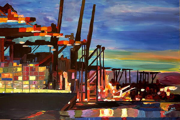 Port of Hamburg with Container Ships by M Bleichner