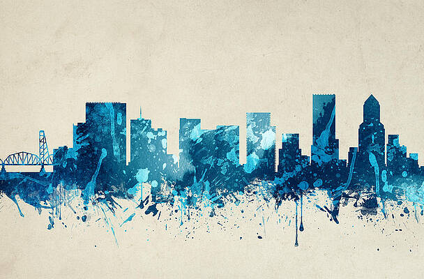 Wall Art - Painting - Portland Oregon Skyline 20 by Aged Pixel