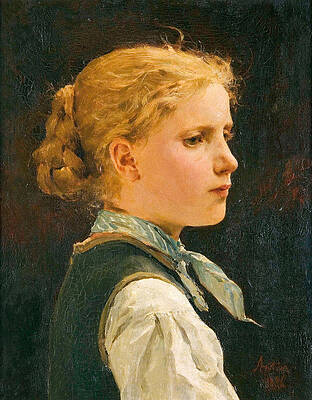 Portrait Of A Girl Print by Albert Anker