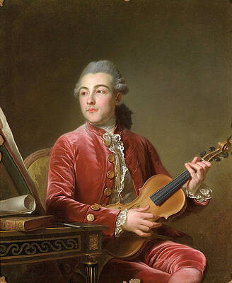 Portrait of a man with violin Print by Guillaume Voiriot