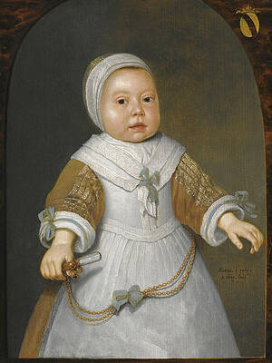 Portrait of a One-year-old girl of the van der Burch Family three-quarter Length Print by Aelbert Cuyp