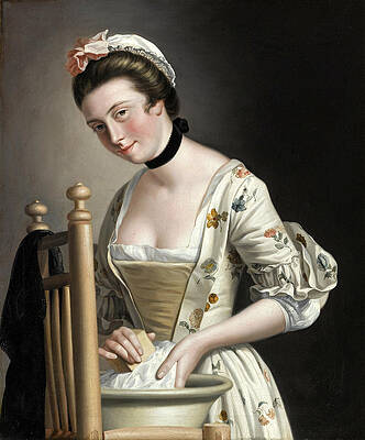 Portrait of a Woman washing Clothes possibly Maria Countess of Coventry Print by Henry Robert Morland
