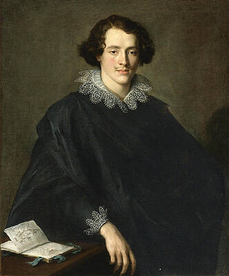 Portrait of a Young Man with a Sketchbook Print by Domenico Fiasella