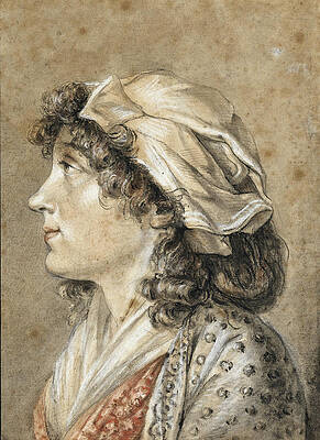Portrait of a Young Woman, Bust Length, in Profile Print by Attributed to Francois-Andre Vincent