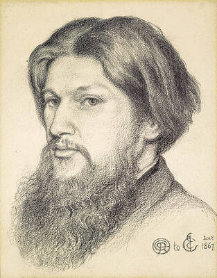 Portrait of Ford Madox Brown Print by Dante Gabriel Rossetti