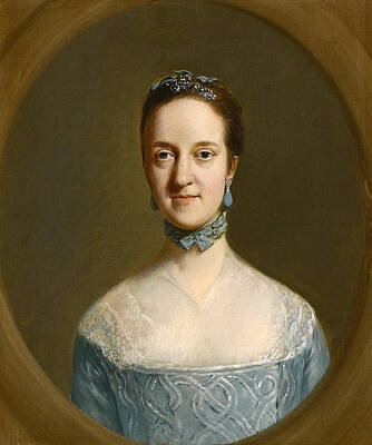 Portrait of Mrs Elizabeth Edgar Half-Length wearing a Blue Dress Print by Thomas Gainsborough