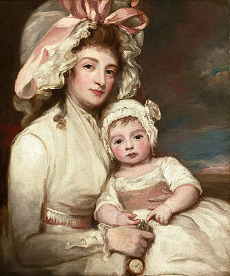 Portrait of Mrs. Henry Ainslie with her Child Print by George Romney