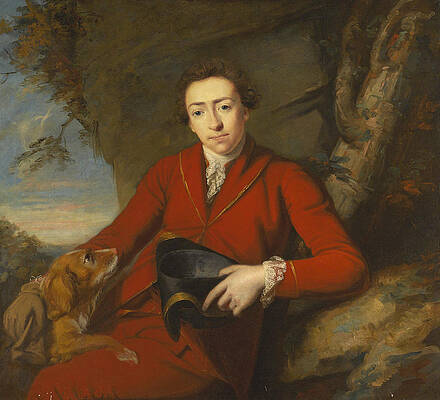  Portrait of Sir John Lade 2nd Bt. with his Dog Print by Joshua Reynolds