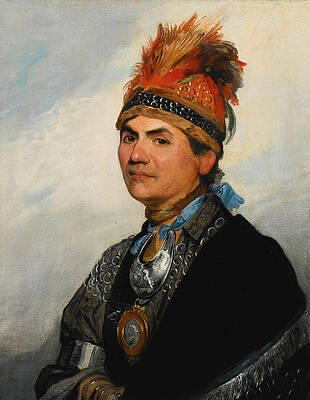 Portrait of the Mohawk Chieftain Thayendanegea known as Joseph Bran Print by Gilbert Stuart