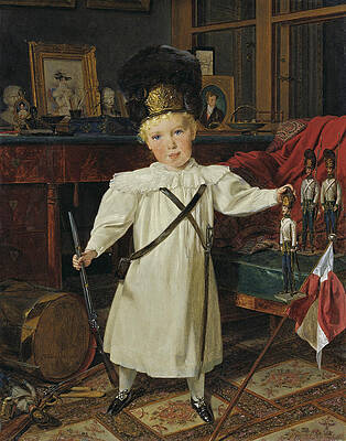 Portrait of the two year old Franz Josef later Emperor of Austria Print by Ferdinand Georg Waldmueller