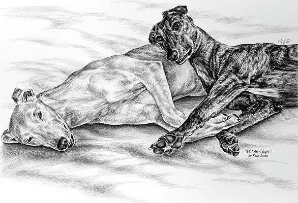 Potato Chips - Two Greyhound Dogs Print by Kelli Swan Potato Chips - Two Greyhound Dogs Print by Kelli Swan