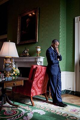 Wall Art - Photograph - President Barack Obama Waits by Everett