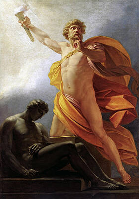 Prometheus Brings Fire to Mankind Print by Heinrich Fuger