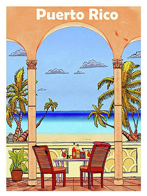 Wall Art - Painting - Puerto Rico, view from a hotel by Long Shot