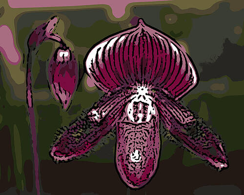 Wall Art - Photograph - Purple Orchid Woodcut by Ann Tracy