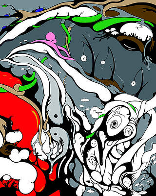 Wall Art - Drawing - QUAD Tidal of Generations 4 VINES by Craig Tilley