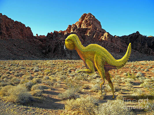 Wall Art - Mixed Media - Quantasaurus Running in Desert by Frank Wilson