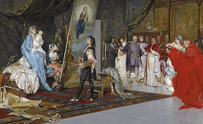 Raphael in his Studio Painting La Madonna di Foligno Print by Salvatore Postiglione