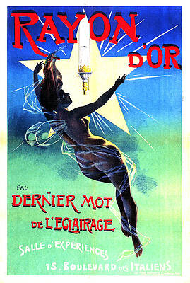 Wall Art - Mixed Media - Rayon D'Or, Paris - Gas Lamp Lighting Fixture - Vintage Advertising Poster by Jean de Paleologue by Studio Grafiikka