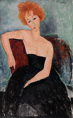 Wall Art - Painting - Redheaded Girl in Evening Dress by Amedeo Modigliani