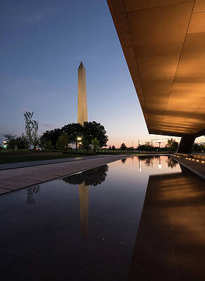 Wall Art - Photograph - Reflection of Washington in reflecting pool at sunset by Steven Heap