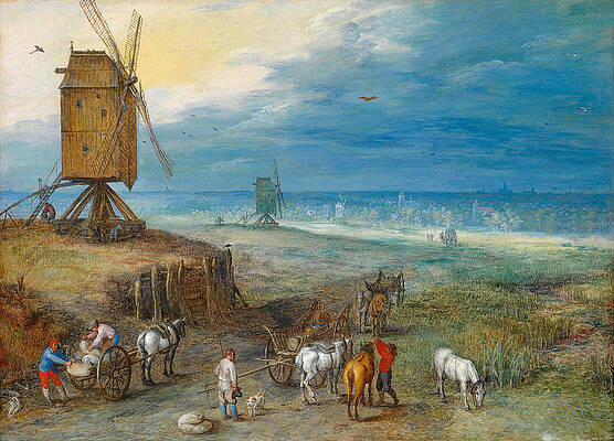 Rest by a Windmill Print by Jan Brueghel the Elder