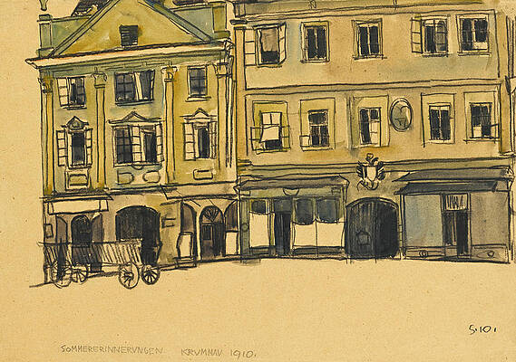 Ringplatz-Krummau Print by Egon Schiele