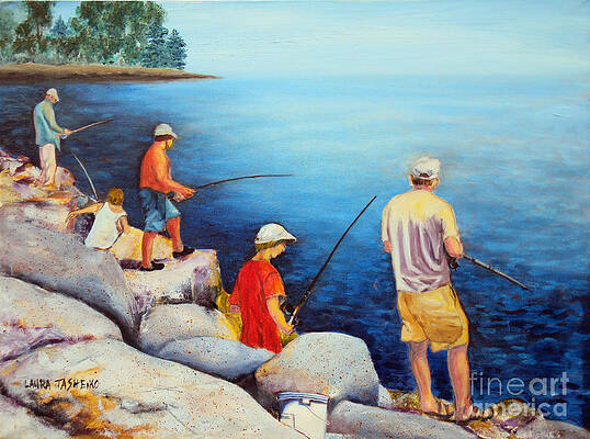 Father Son Fishing Paintings for Sale - Fine Art America