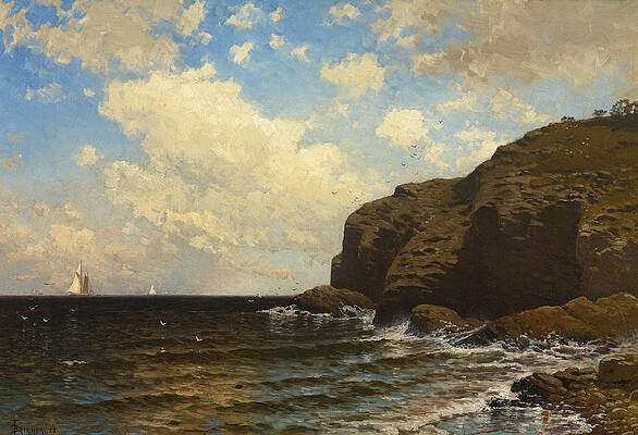 Rocky Coast with Breaking Wave Print by Alfred Thompson Bricher