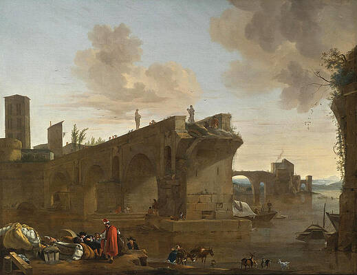 Rome. A View of the Ponte Rotto Print by Jan Asselijn