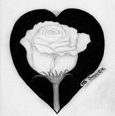 Wall Art - Drawing - Rose heart by George Sonner