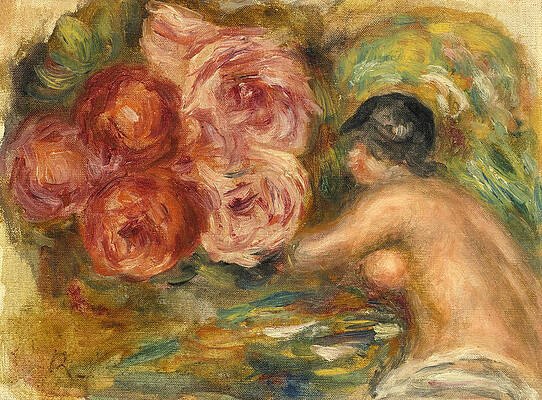Roses and Study of Gabrielle Print by Pierre-Auguste Renoir