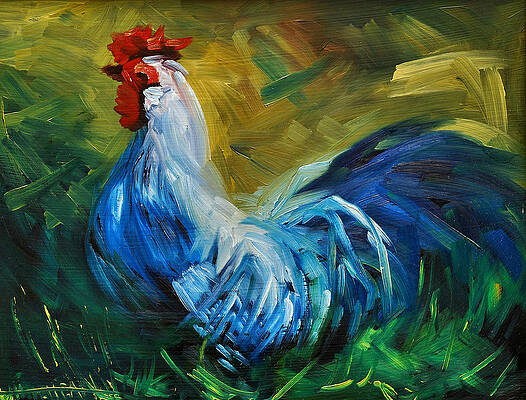 Wall Art - Painting - Rowdy Rooster by Diane Whitehead