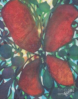 Wall Art - Painting - Ruby Red Butterfly by Joan Clear