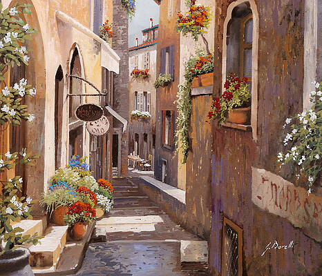Wall Art - Painting - Rue du Bresc in St Paul de Vence by Guido Borelli
