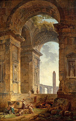 Ruins with an Obelisk in the Distance Print by Hubert Robert