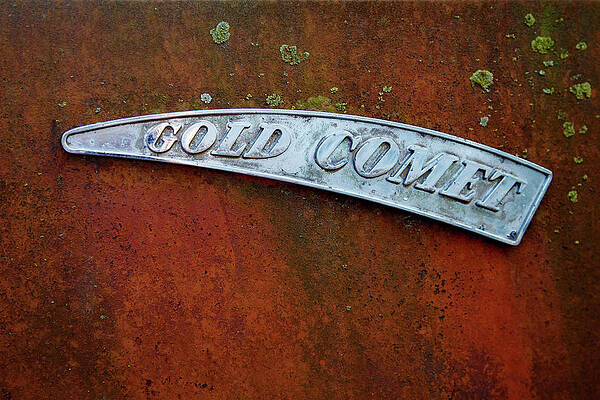 Wall Art - Photograph - Rustic R E O  Gold Comet Emblem by Kevin Anderson