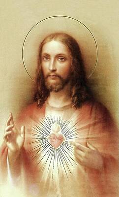 Sacred Heart of Jesus Engraving by Beltschazar